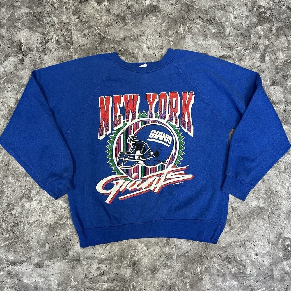 Vintage 90’s New York Giants Crewneck Sweatshirt Size M Harley 1991 NFL Blue